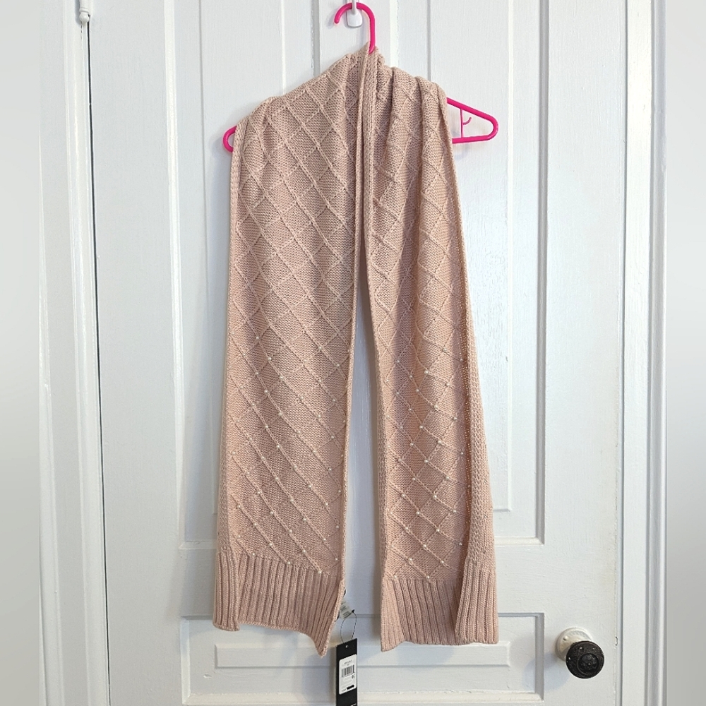 NWT Karl Lagerfeld Pink Scarf with Pearls